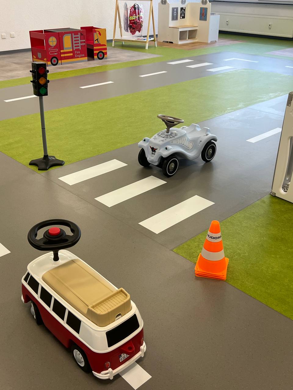 Street, traffic light and cars at BAAM Kids Village