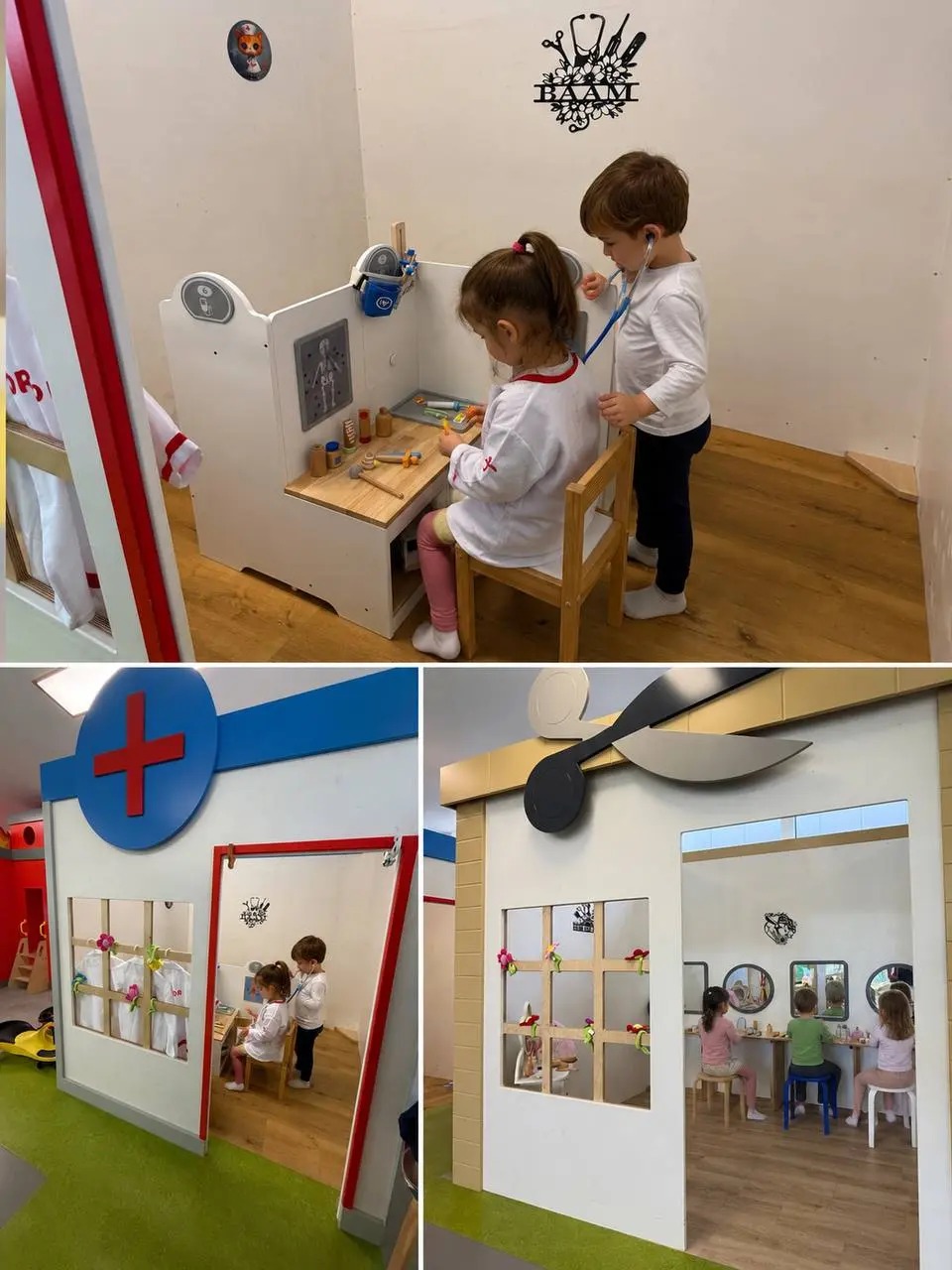 Kinder spielen in der Arztpraxis der BAAM Indoor-Spielstadt
